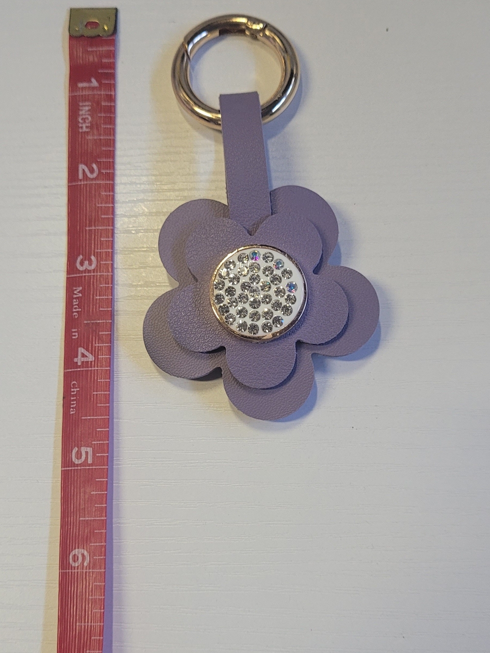 Lavender Flower Crystal Keyring - Unbranded